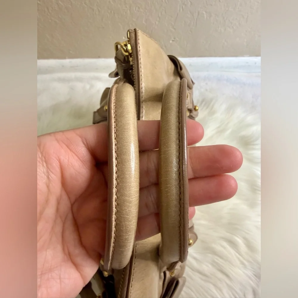 Miu Miu Beige Leather Satchel with Gold Hardware - Picture 7 of 13